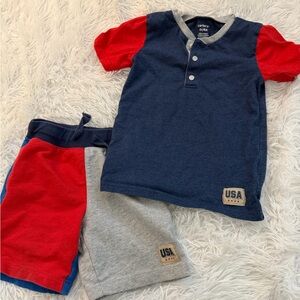 4T Carter's Kids Red and Blue Shirt & Shorts Set USA Fourth of July set